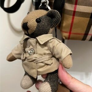 Burberry Beige and Black Teddy Bear Keychain